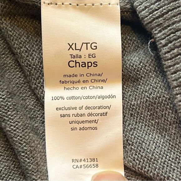 Chaps Men's Cotton Sweater Vest V-neck Gray with Navy blue logo Size XL - Picture 7 of 8